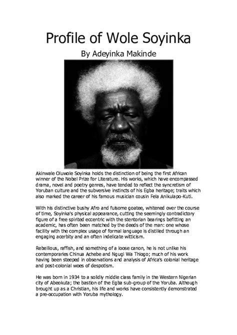 Wole soyinka biography summary examples pdf