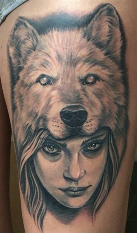 Wolf and woman tattoo done by the amazing artist Felix den lycklige