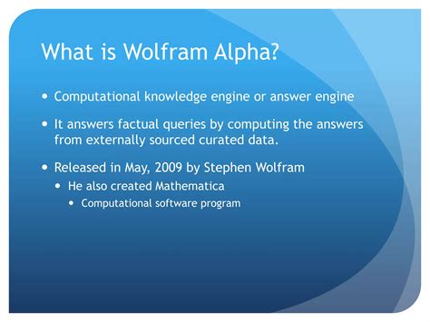 Wolfram alpha presentation PPT