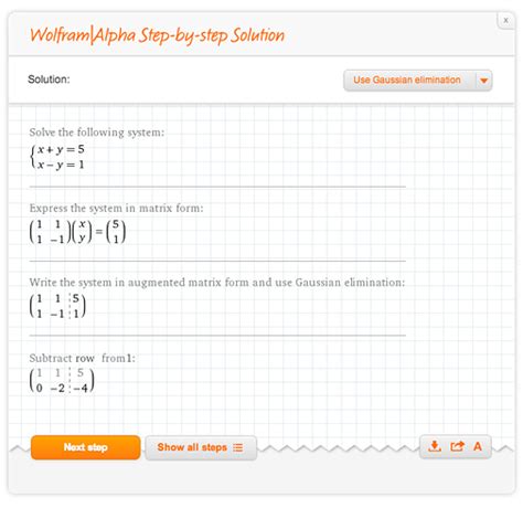 Wolfram alpha solve system of equations. The four steps for solving an equation include the combination of like terms, the isolation of terms containing variables, the isolation of the variable and the substitution of the answer into the original equation to check the answer. 