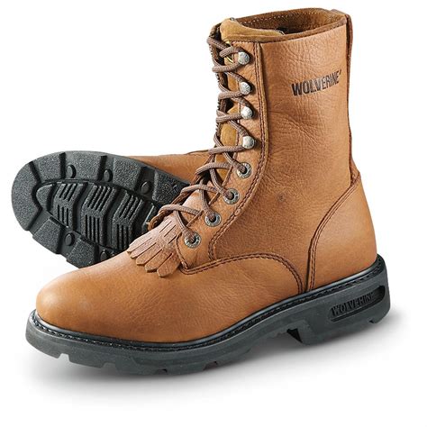 Wolverines work boots. Work boots from Wolverine made with a steel toe can protect your feet from falling or rolling hazards. In addition to a contemporary line of steel toe and ... 