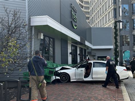 Woman hospitalized after Mercedes crashes into Amazon Fresh in Chevy Chase