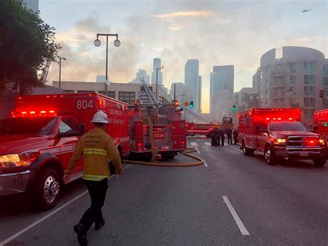 Woman hospitalized following blaze in downtown Los Angeles