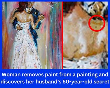 Woman removes paint from a painting and discovers her …