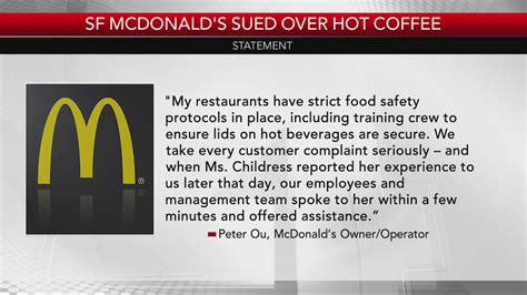 Woman sues San Francisco McDonald's over 'severe' burns from hot coffee