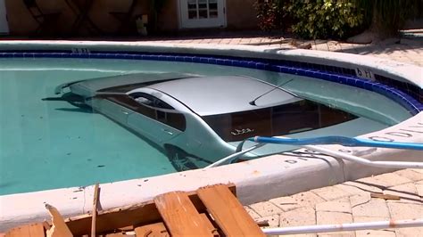 Woman uninjured after driving car into swimming pool in Fort Lauderdale