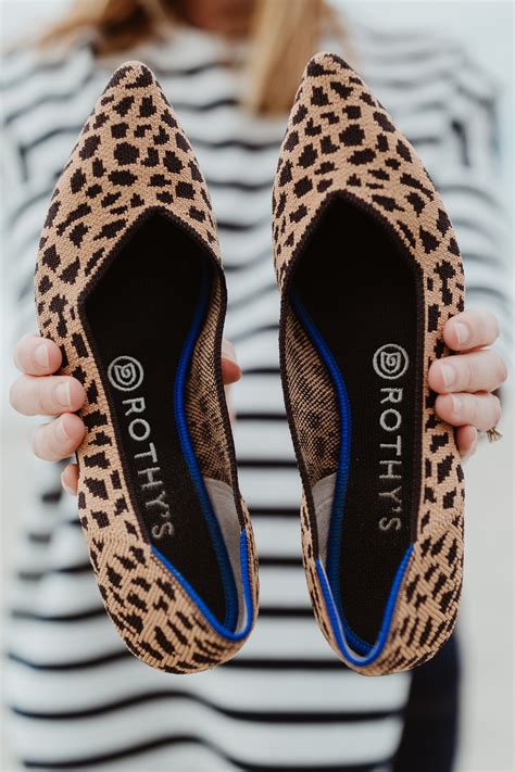Women's rothy's shoes. Desert Cat. The one shoe that elevates any outfit—anytime. Our sleek pointed-toe flat in cream and black leopard print combines exceptional comfort with versatile, washable style. And It's knit from plastic bottles. It took about 11 plastic bottles to … 