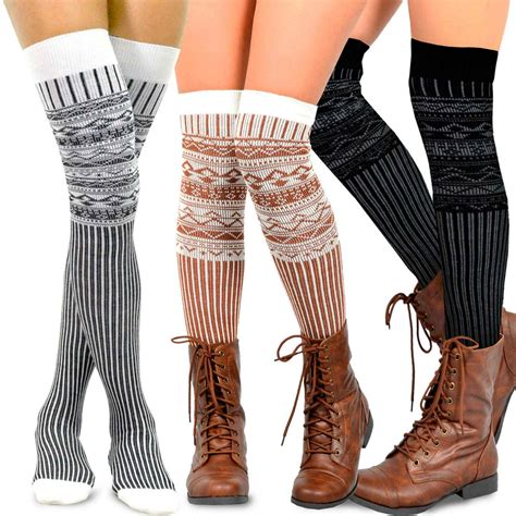 Women Over The Knee Long Boot Socks Colorblock …