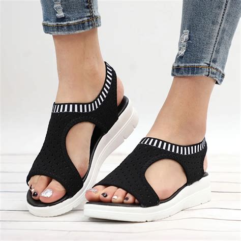 Women Sandals Fashion Summer Simple Hollow Heel Light Comfortable …