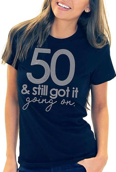 Womens 50th birthday shirts. Personalized vintage birthday womens gift T-Shirt. $22.95$16.07 (Save 30%) Las Vegas Birthday Party - 50th Birthday In Vegas T-Shirt. $38.95$27.27 (Save 30%) 50 Tally Mark Inspired 50th Birthday T-shirt. $41.10$28.77 (Save 30%) Fifty and Fabulous Women's 50th Birthday T-Shirt. $21.20$14.84 (Save 30%) Best Of 1973 50 Years Old 50th Birthday For ... 