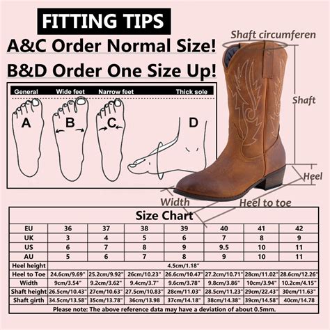 Womens Cowboy Boot Size Chart