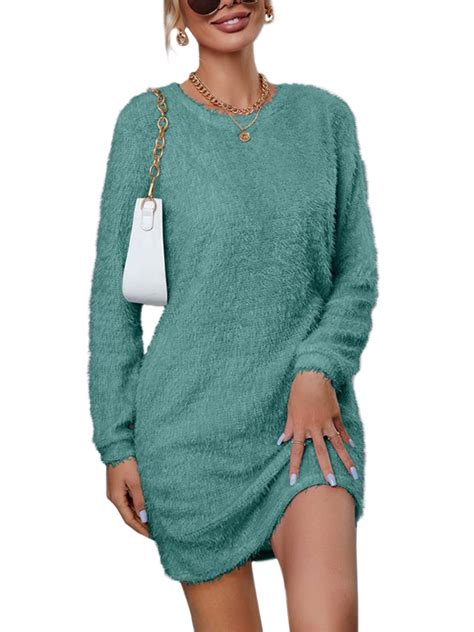 Womens Knit Sweater Dress Wrap Long Sleeve Slim Mini Dress