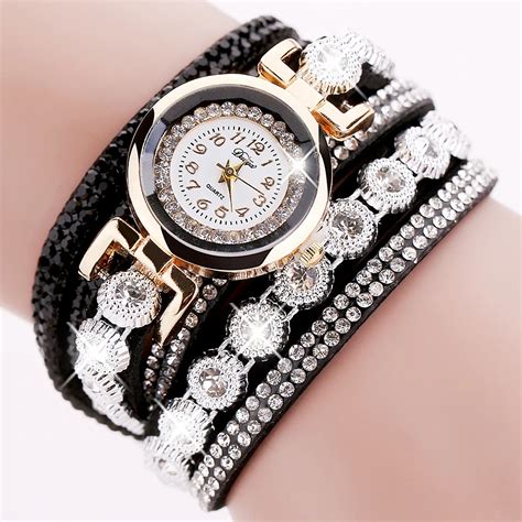 Womens Round Dial Shiny Crystal Quartz Wrist Watch Bracelet …