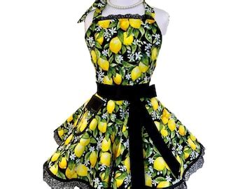 Womens Sexy Lemon Retro Kitchen Apron Flirty Cooking Apron