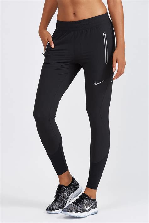 Womens running pants. Features. Updated DriLayer Threshold fabric is warmer than before, so your legs stay comfortable on chilly days. Wide waistband won't dig, while cuffs at the ankles keep the pants in place and stop cold air from getting in. 2 zip-secure hand pockets keep valuables secure; internal stash pocket. Internal infinity drawcord lets you secure the fit. 