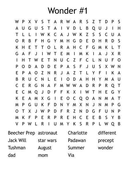 Wonder August Word Search WordMint
