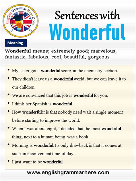 Wonderful in a sentence. The word Wonderful in example sentences …