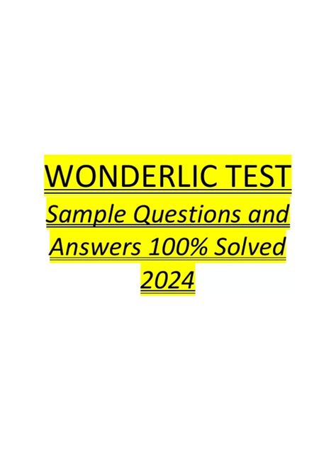 Wonderlic Practice Test 2024: Sample Question Answers PDF