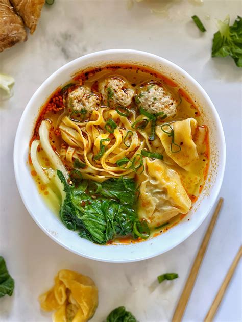 Wonton noodle soup. May 27, 2020 · Place Broth ingredients in a saucepan over high heat. Place lid on, bring to simmer then reduce to medium and simmer for 8 – 10 minutes to allow the flavours to infuse. Meanwhile, cook noodles according to packet directions. Cut bok choys in half (for small / medium) or quarter (for large). 