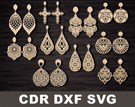 Wood Earrings Laser Cut 73 Files Free Download Vectors File