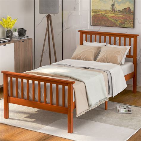 Wood frame bed. Adjustable Headboard: The headboard of this queen size bed frame can be adjusted to 37.8 or 40.3 inches in height, suitable for a 6-12 inches mattress. No box spring needed: Designed with strong wood slats support, this queen bed frame with drawers does not require a box spring or any other additional foundations. 