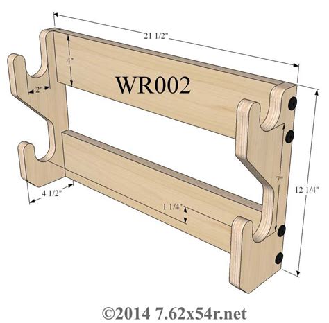 Wood gun rack plans free. Feb 23, 2024 · Only requiring a few pieces of wood, this rack is a functional but minimalist piece to showcase your wine bottles. Materials: 25″ of 2×4, 18″ of 1×6, 1¼″ Wood screws, 2½″ Wood screws, Wood glue. Tools Needed: Drill & 1-3/8″ Forstner bit, Miter saw, Tape measure, Pencil, Safety glasses, Hearing protection. 6. 