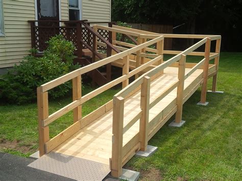Wood wheelchair ramp. Wood wheelchair ramp prices can vary widely, depending on the size of your ramp and the materials you choose. Wooden ramps are typically installed with pressure-treated wood that is not only durable but also easy to maintain. The cost of building a wooden wheelchair ramp will depend on how many steps you need and how … 