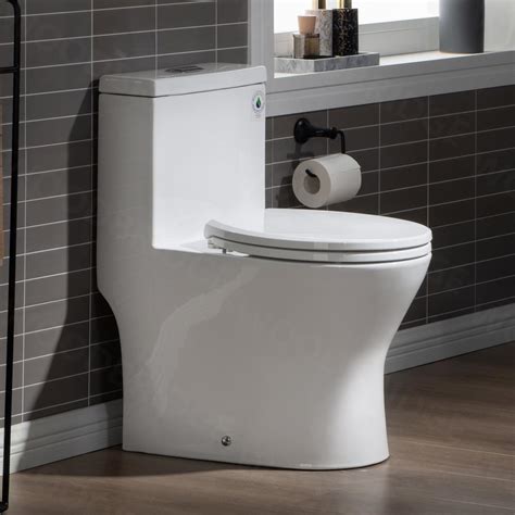 Woodbridge T-0001 , Dual Flush Elongated One Piece Toilet with Soft Closing Seat, Comfort Height, Water Sense, High-Efficiency, Rectangle Button, Pure White (5.0) 5 stars out of 3 reviews 3 reviews USD $517.00.