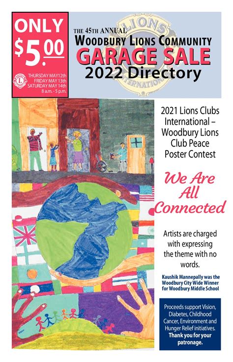 Sep 16, 2020 · 2020 Lions Garage Sale Digital Download – Woodbury Lions Garage Sale. Purchase this interactive e-edition to have access to the garage sale guide in a digital format. Once purchased an email link will be sent to you via email. There is a link to an interactive map on each page of the e-edition. *Note: Internet access is required to access the ....