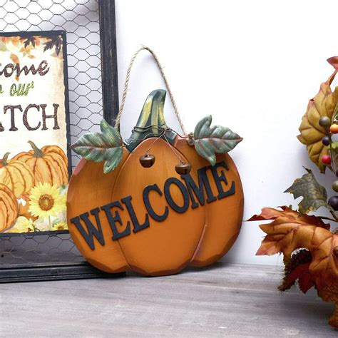 Wooden Pumpkin Welcome Sign Hanging Fall Front Door Decor …