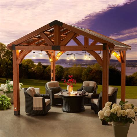 Kozyard Apollo 10'x12' Hardtop Gazebo, Wooden Coated Aluminum Frame Canopy with Galvanized Steel Double Roof, Outdoor Permanent Metal Pavilion with Netting for Patio, Deck and Lawn (10ft x 12ft) Aluminum. 128. $1,08900. Typical: $1,156.99.