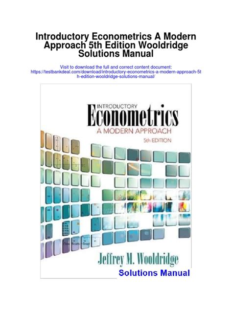Wooldridge econometrics 5th edition solutions manual. - Ein tieferes leben. die mystische erfahrung des glaubens..