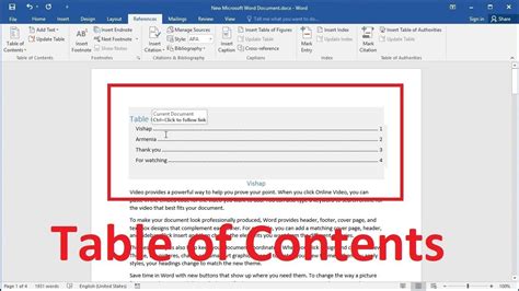 Word 2010 - Create an Automatic Table of Contents - YouTube