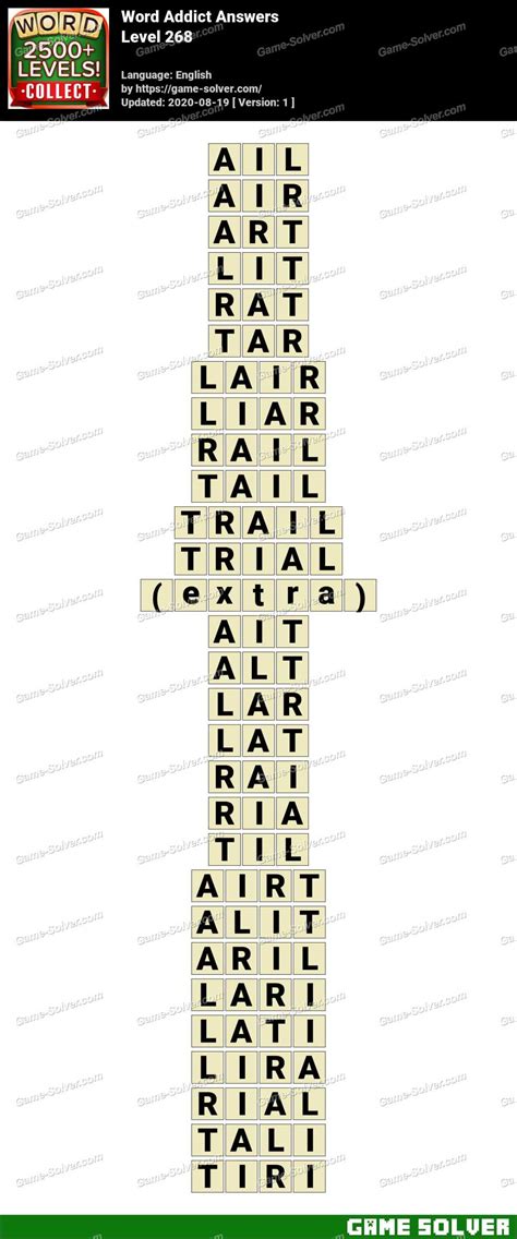 Word Addict Level 268 Answers • Game Solver