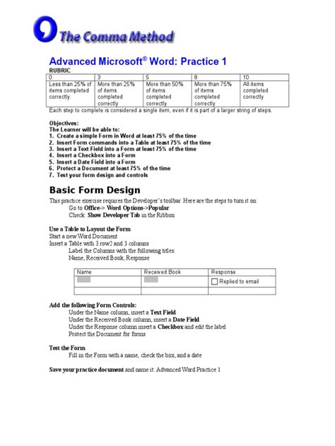 Word Advanced Practice Activities Microsoft Word Microsoft Windows