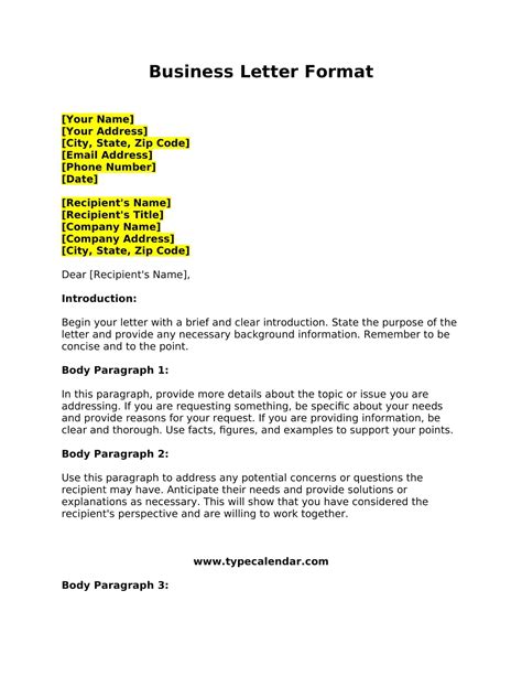 Word Business Letter Template
