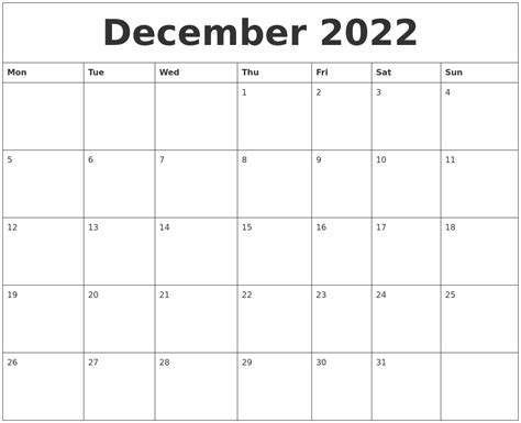 Word Calendar December 2022