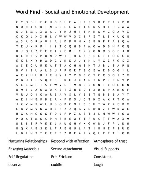 Word Find Social and Emotional Development Word Search WordMint