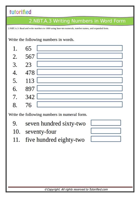 Word Form Math Worksheets 2nd Grade 2nd Grade Math Worksheets
