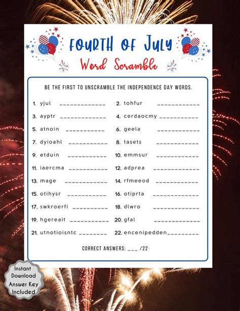 Word Game: July 4, 2023