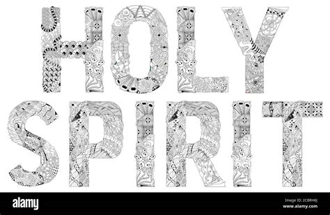 Word HOLY SPIRIT. Vector Decorative Zentangle Object for Coloring Stock