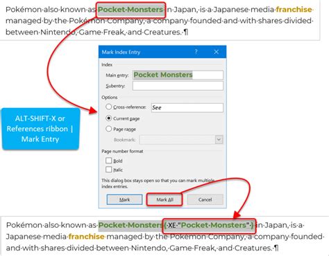 Word Index Using Mark and Index to build an index page in Word