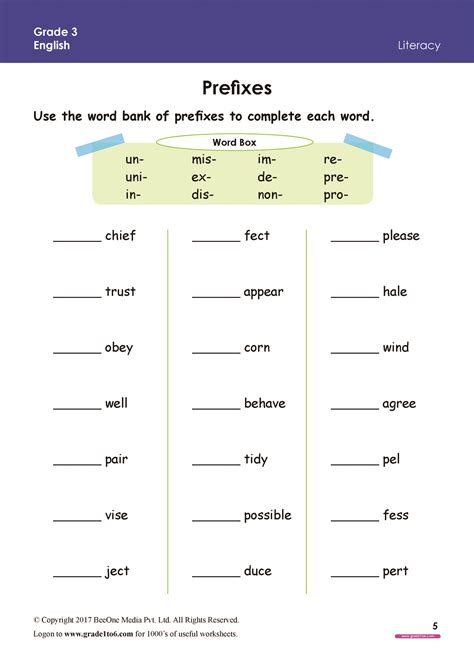 Word Prefix Meanings Worksheet