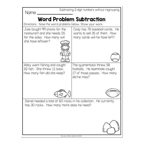 Word Problems Addition and Subtraction without Regrouping