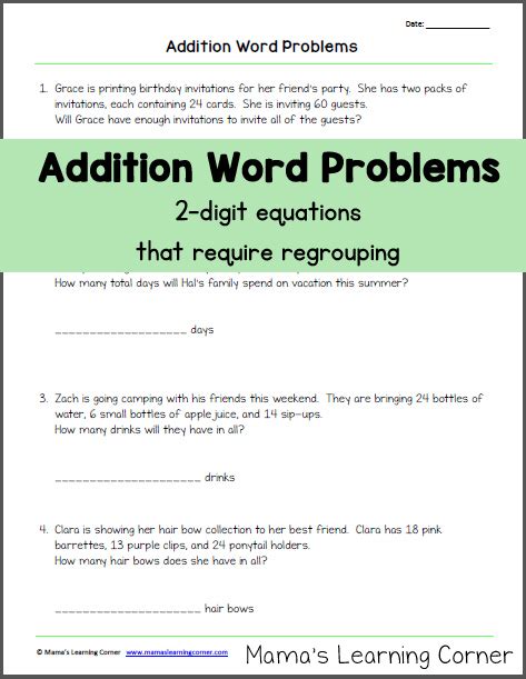 Word Problems With Regrouping