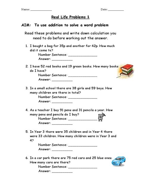 Word Problems Write The Calculation And Answer In