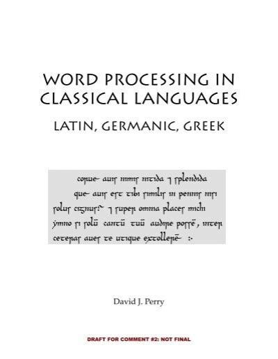 Word Processing In Classical Languages Manualzz