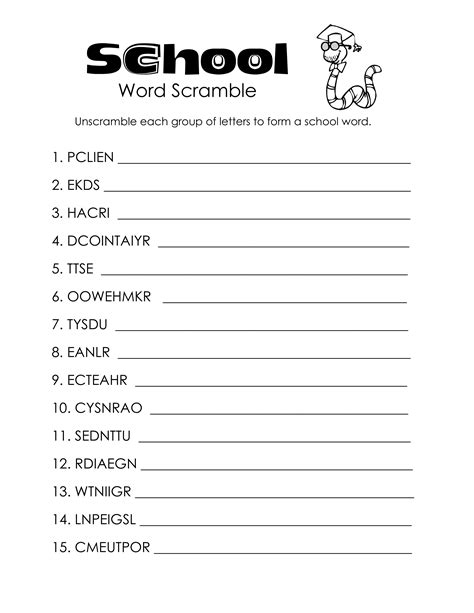 Word Scramble Generator Free Printable