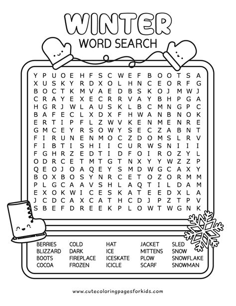 Word Search Activity Page Word Search Printable