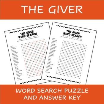 Word Search Answer Key The Giver